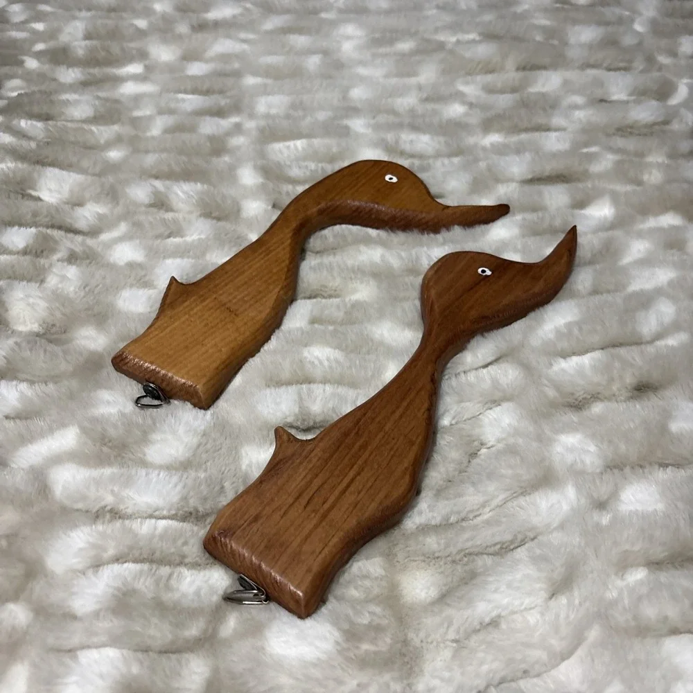 Set Of 2‎ Vintage Wooden Ducks Handmade Wall Decor Cottagecore Country Cottage